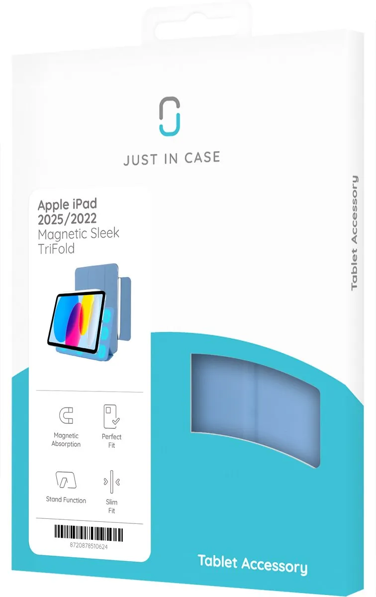 Just in Case iPad 11/10e Gen TriFold Bookcase Hoes - Blauw