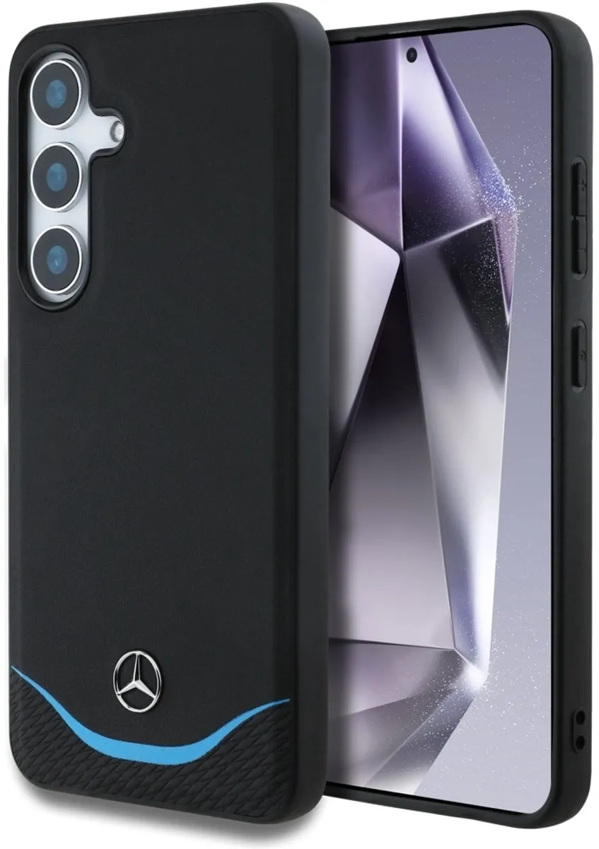 Mercedes Leder Hoesje Contrasterend Blauw