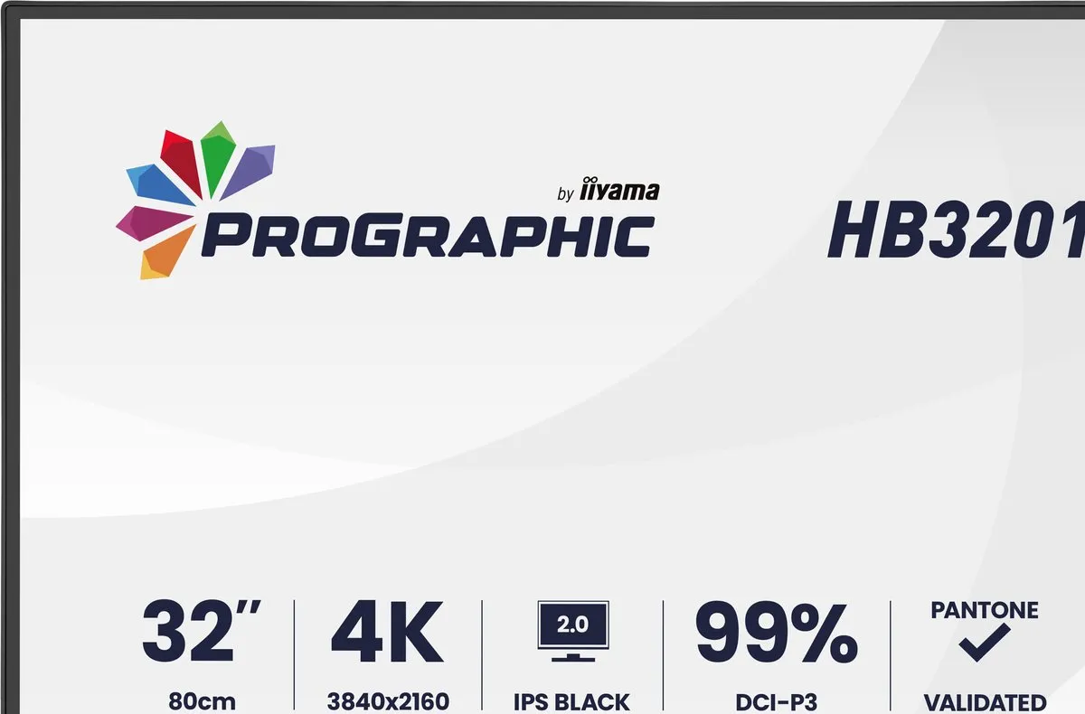 iiyama ProGraphic HB3201UHSNP-B1 32 inch Monitor - 4K IPS Black 2.0 - USB-C Dock