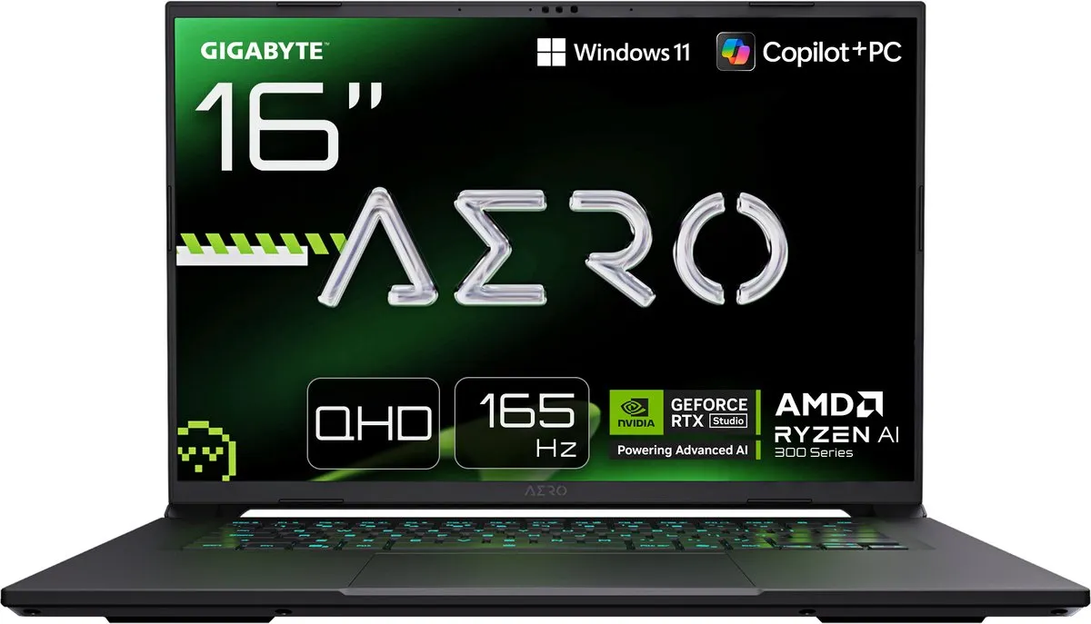 Gigabyte Aero X16 1VH93EEC64AH - Gaming Laptop - Ryzen AI 7 - RTX 5060 - 16 inch - 165 Hz