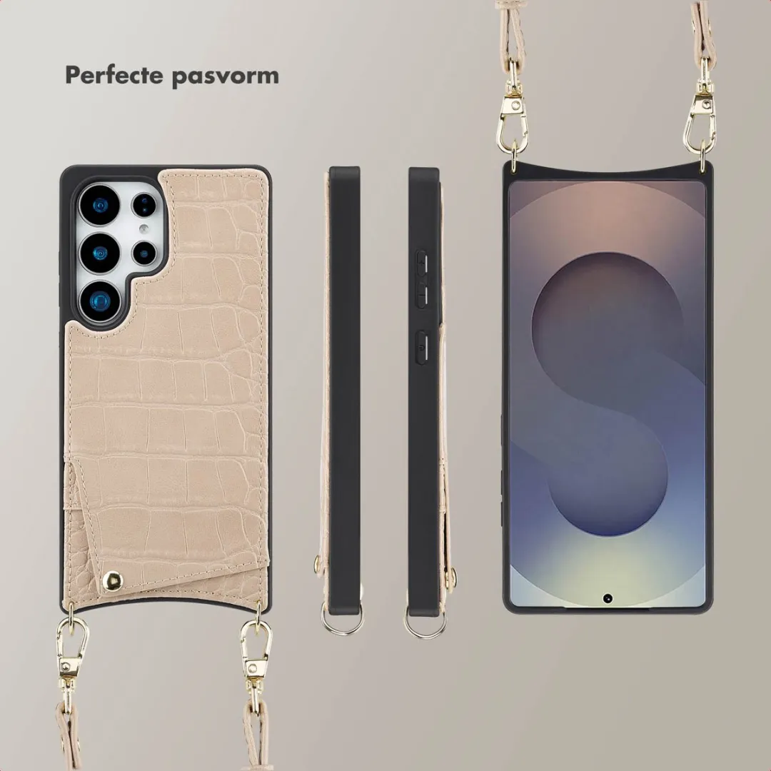 Selencia Croco Backcover Hoesje Samsung Galaxy S25 Ultra - Beige