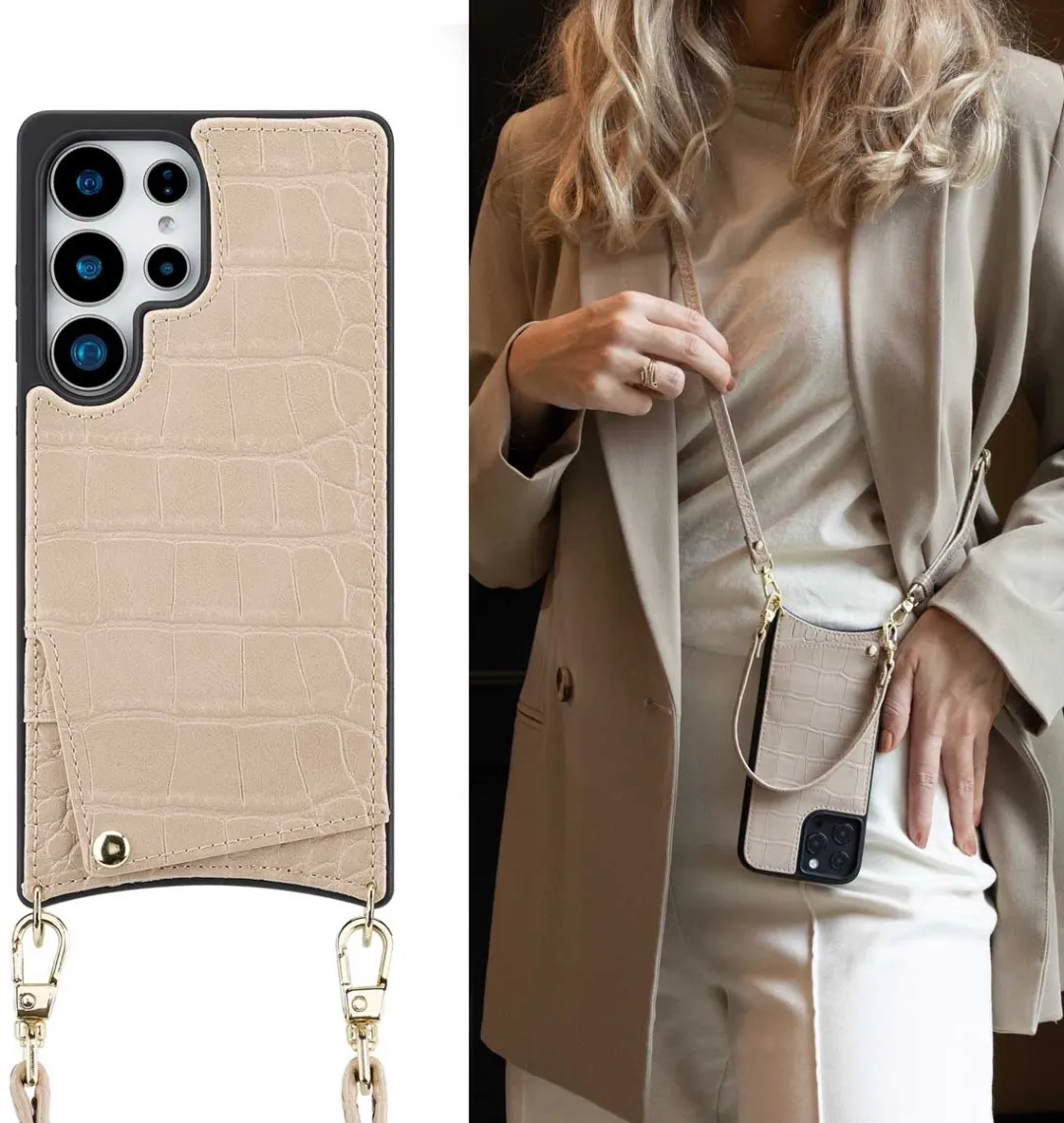 Selencia Croco Backcover Hoesje Samsung Galaxy S25 Ultra - Beige