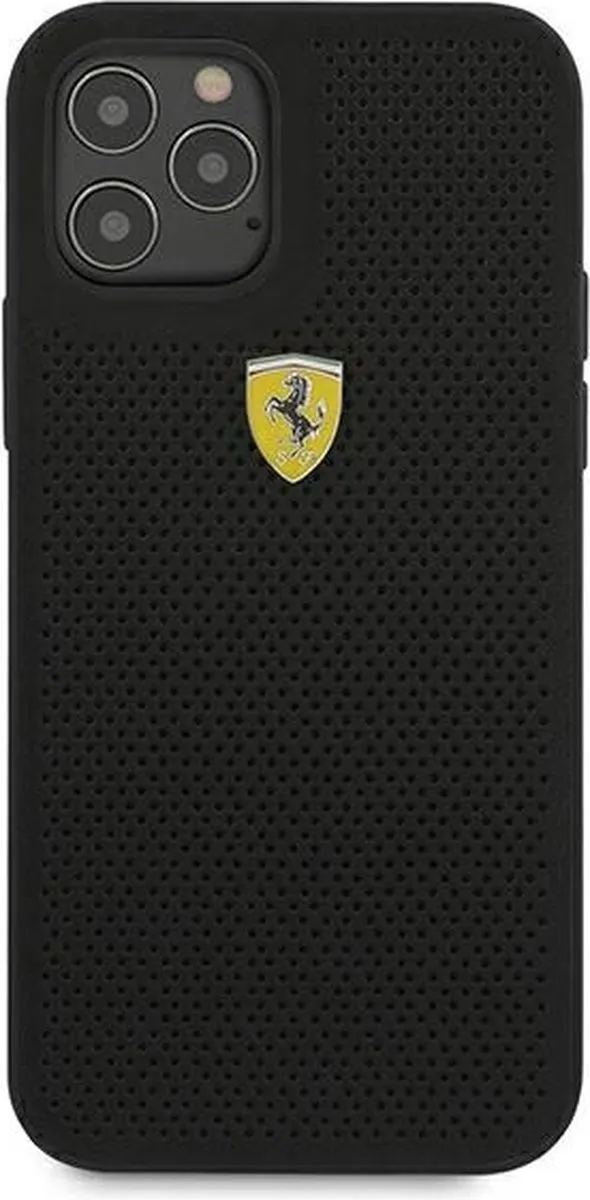 Ferrari iPhone 12 Pro Max Hoesje - Effen Zwart Kunstleer