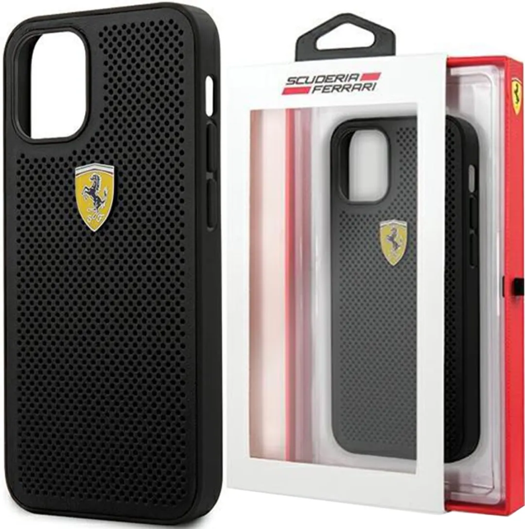 Ferrari iPhone 12 Pro Max Hoesje - Effen Zwart Kunstleer