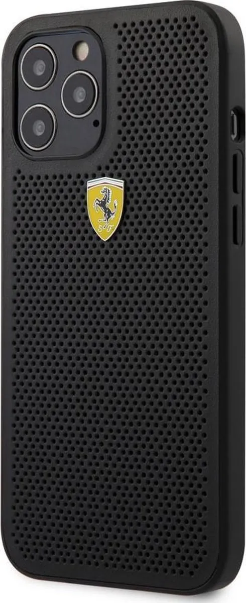 Ferrari iPhone 12 Pro Max Hoesje - Effen Zwart Kunstleer