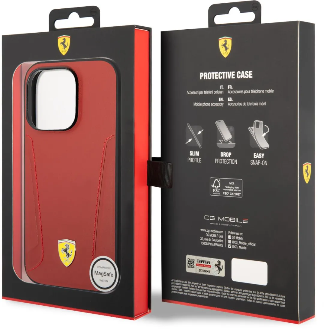 Ferrari Back Cover iPhone 14 Pro - Rood - Schokabsorberend