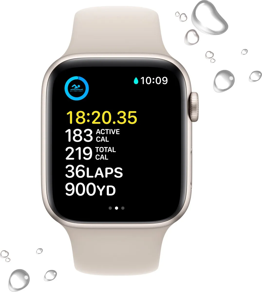 Apple Watch SE 2022 44mm - Sterrenlicht Aluminium Wit