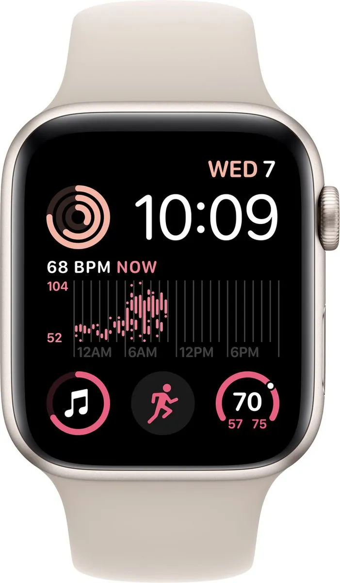 Apple Watch SE 2022 44mm - Sterrenlicht Aluminium Wit