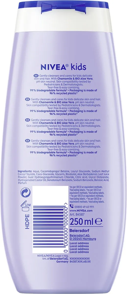 NIVEA Kids 3-in-1 Douche Shampoo Conditioner Magic Berry 6x250ml