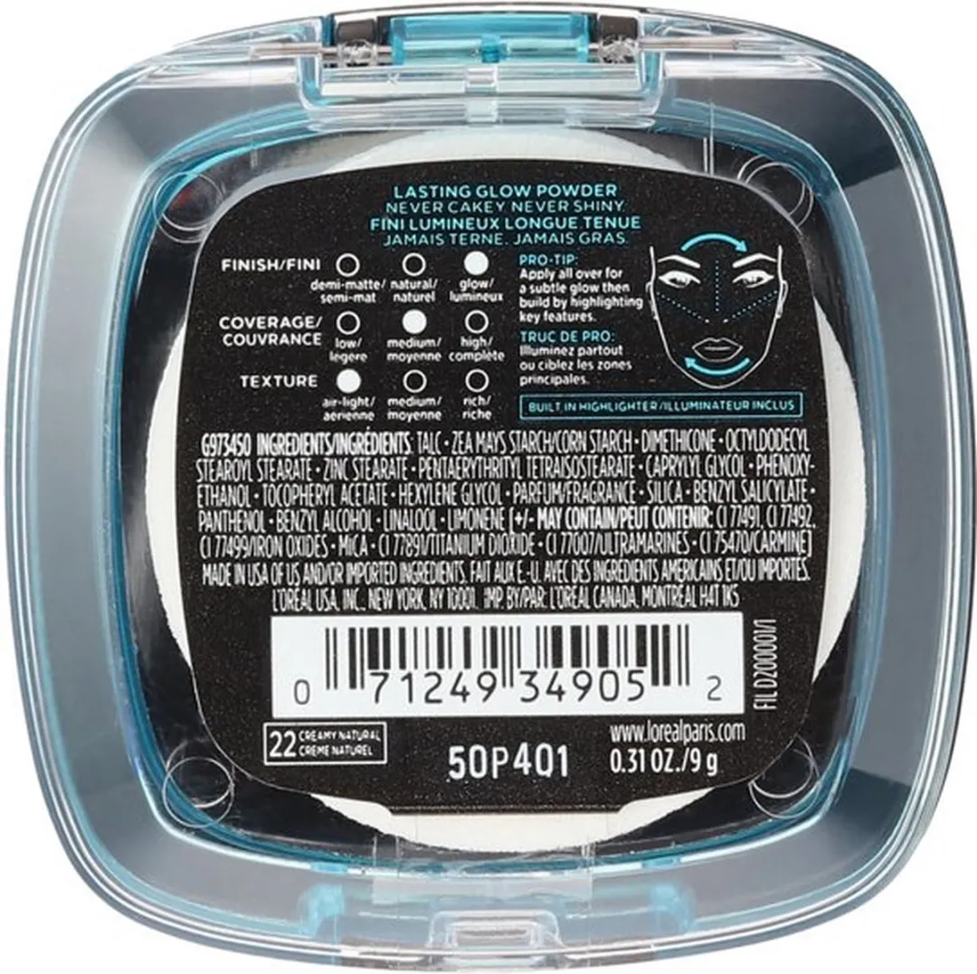 L'Oréal Paris Infallible Pro-Glow Longwear Poeder 22 Creamy Natural - 9g