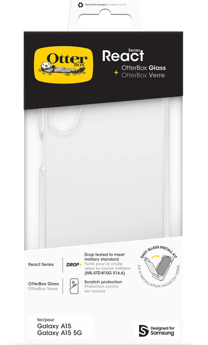 OtterBox React+ Glas Samsung Galaxy A15 78-81407 - Transparant