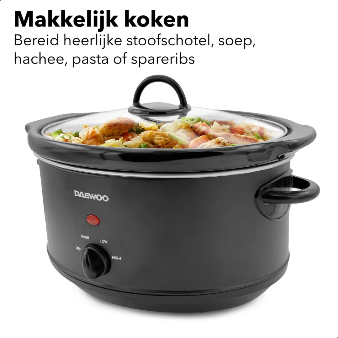 Daewoo DSLCOOK35 Slowcooker 3,5L - 200W - Mat Zwart