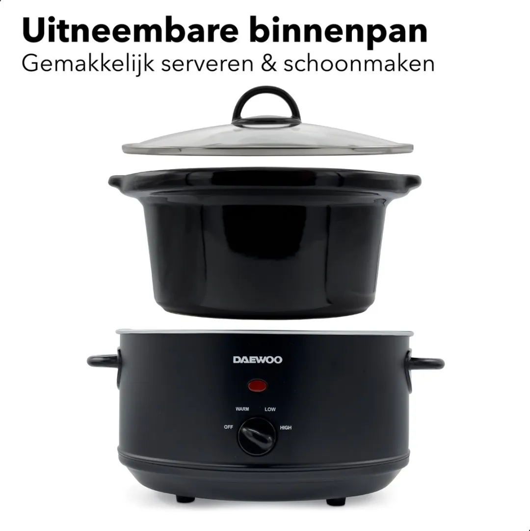 Daewoo DSLCOOK35 Slowcooker 3,5L - 200W - Mat Zwart
