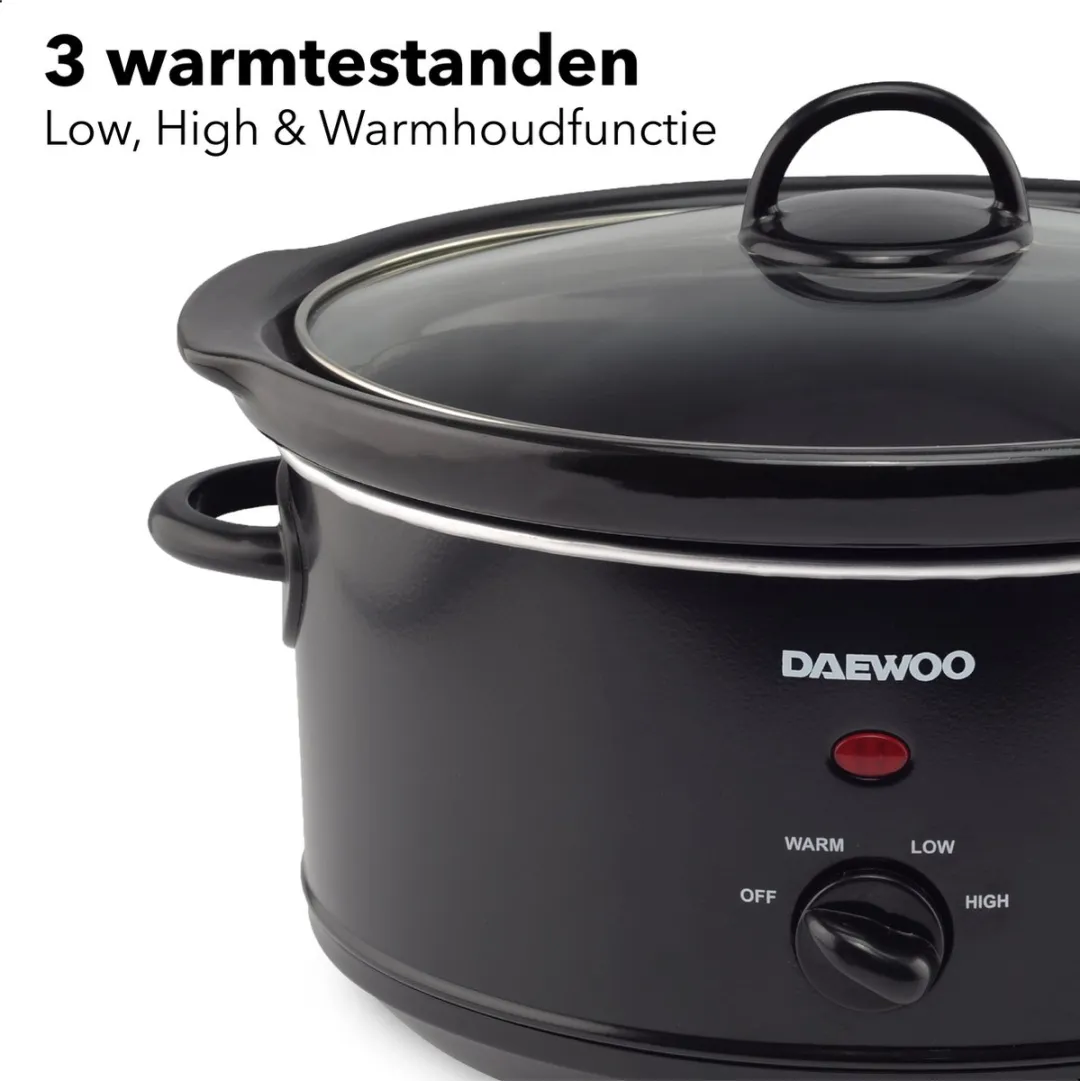 Daewoo DSLCOOK35 Slowcooker 3,5L - 200W - Mat Zwart