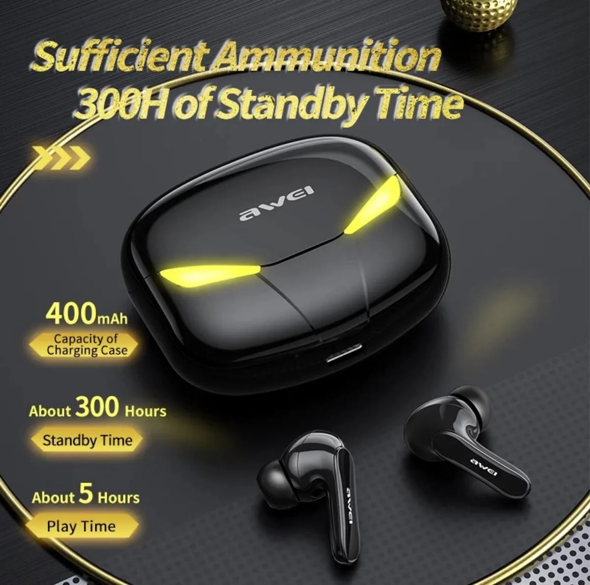 Huawei Awei T35 TWS Gaming Oordopjes - Zwart - afbeelding 6 van 6