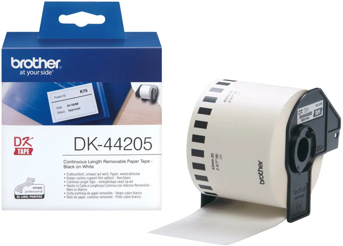 Brother DK-44205 Tape 62mm Wit - 30.48m