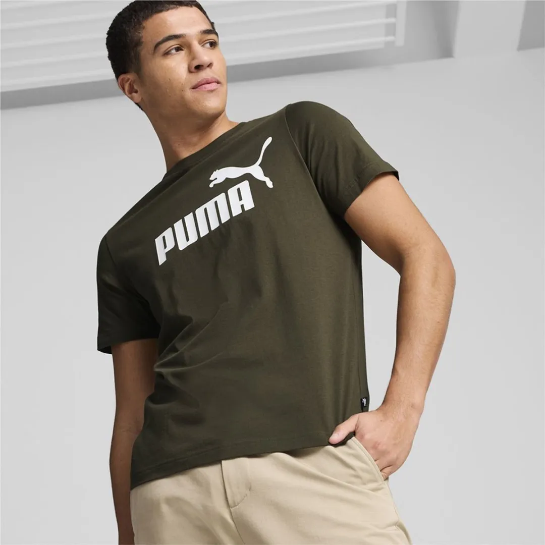 PUMA ESS Logo Tee Heren T-shirt - M - Dark Olive