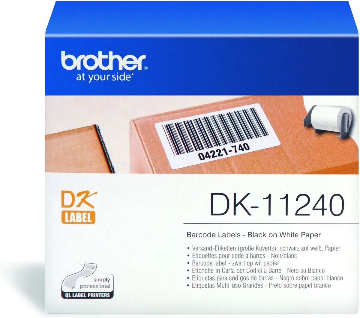 Brother DK-11240 Die-Cut Labels 102x51mm - Wit - 600 Stuks