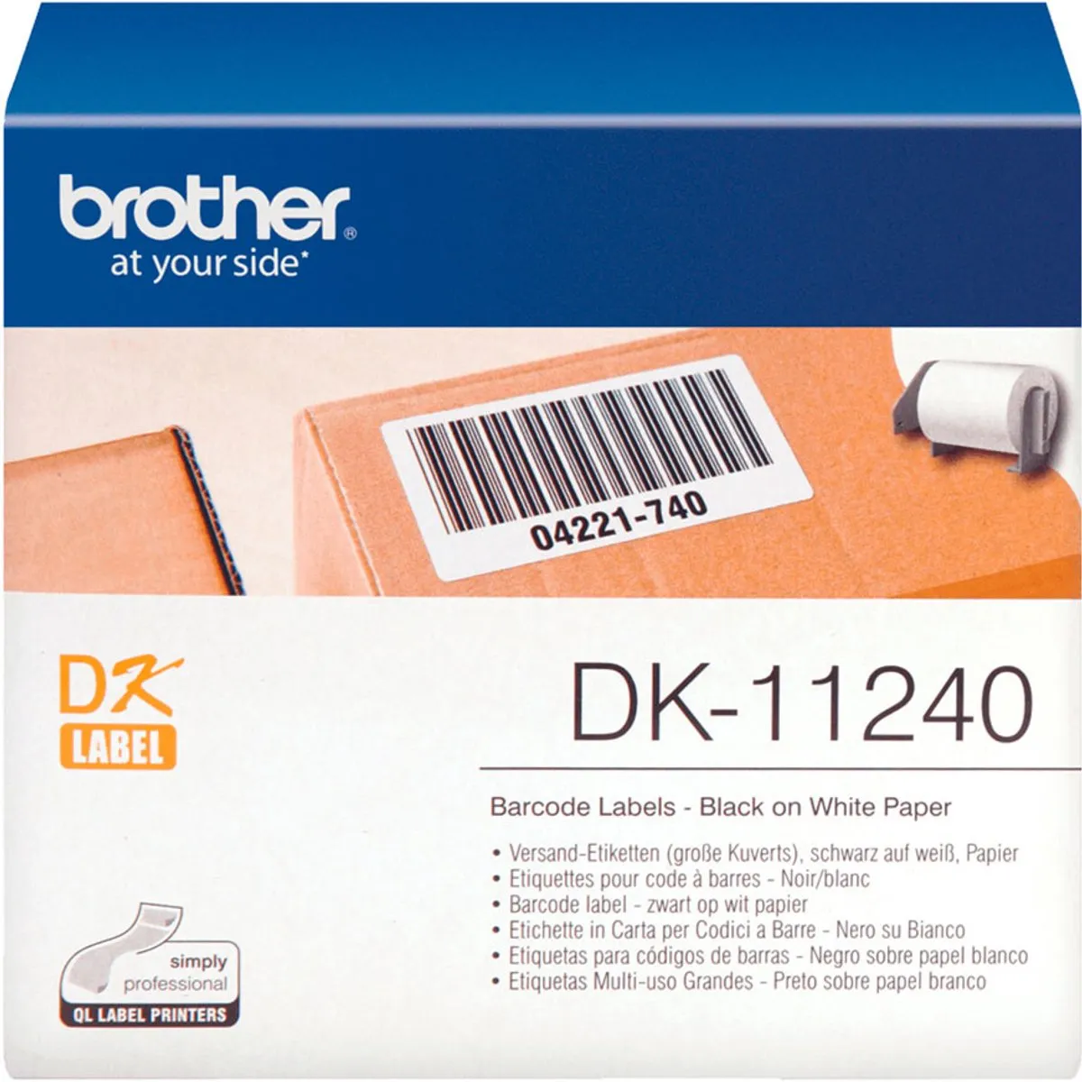 Brother DK-11240 Die-Cut Labels 102x51mm - Wit - 600 Stuks
