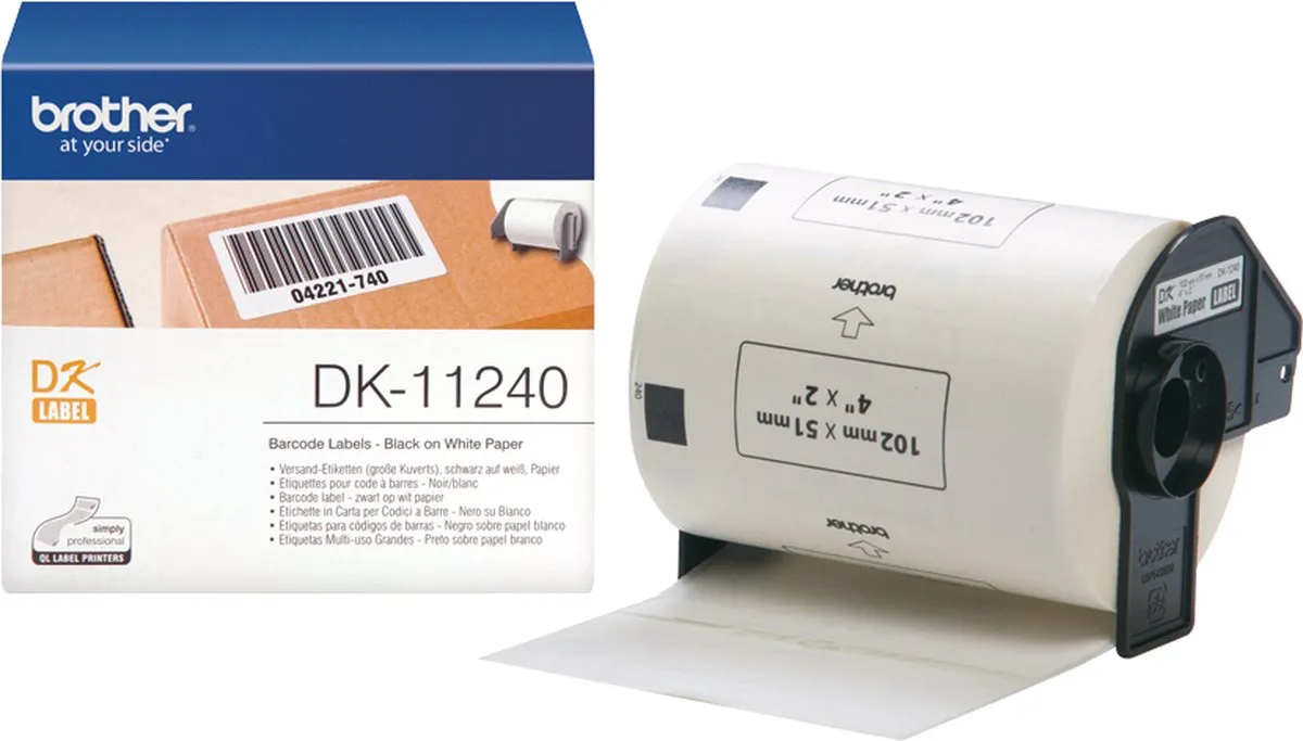 Brother DK-11240 Die-Cut Labels 102x51mm - Wit - 600 Stuks - afbeelding 6 van 6