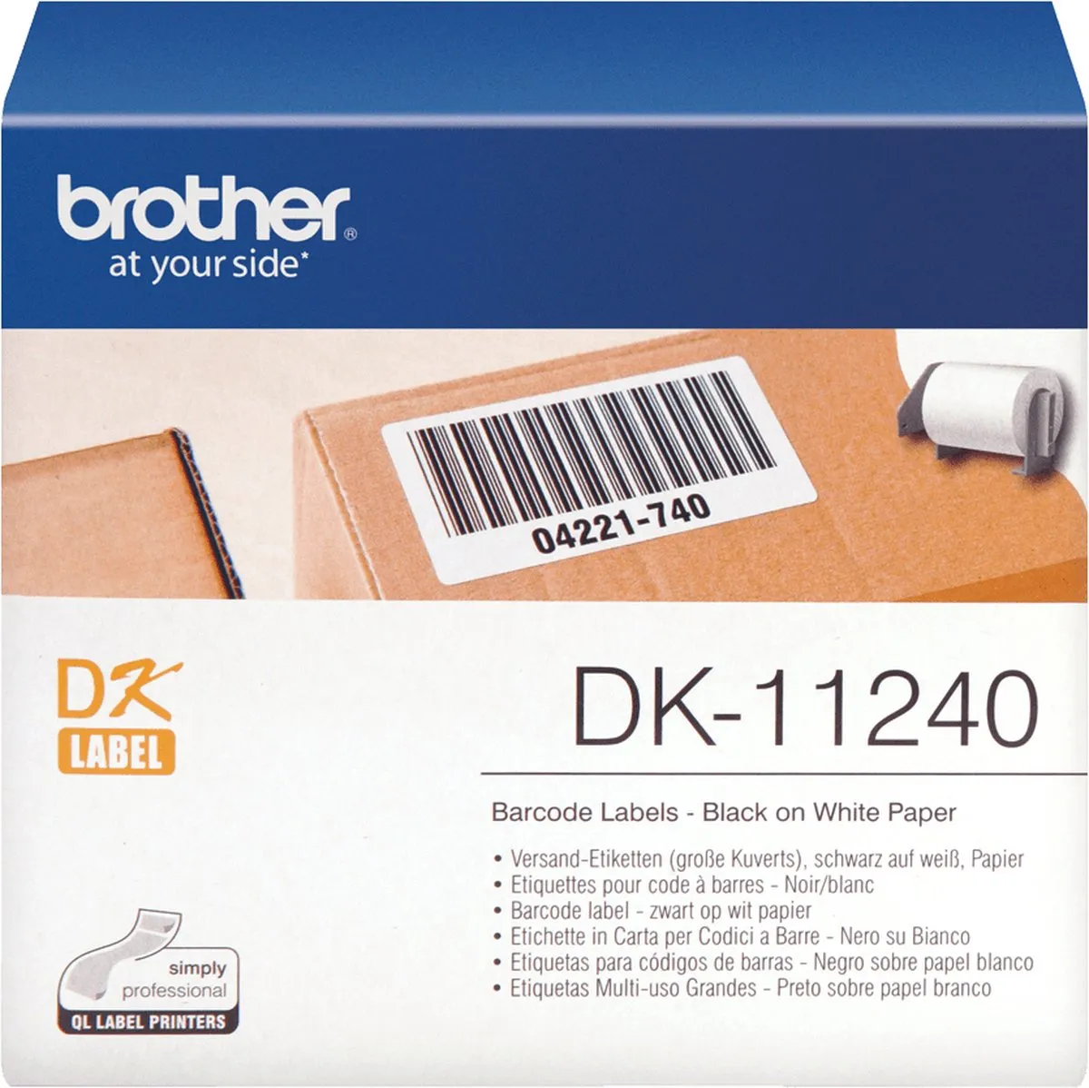 Brother DK-11240 Die-Cut Labels 102x51mm - Wit - 600 Stuks