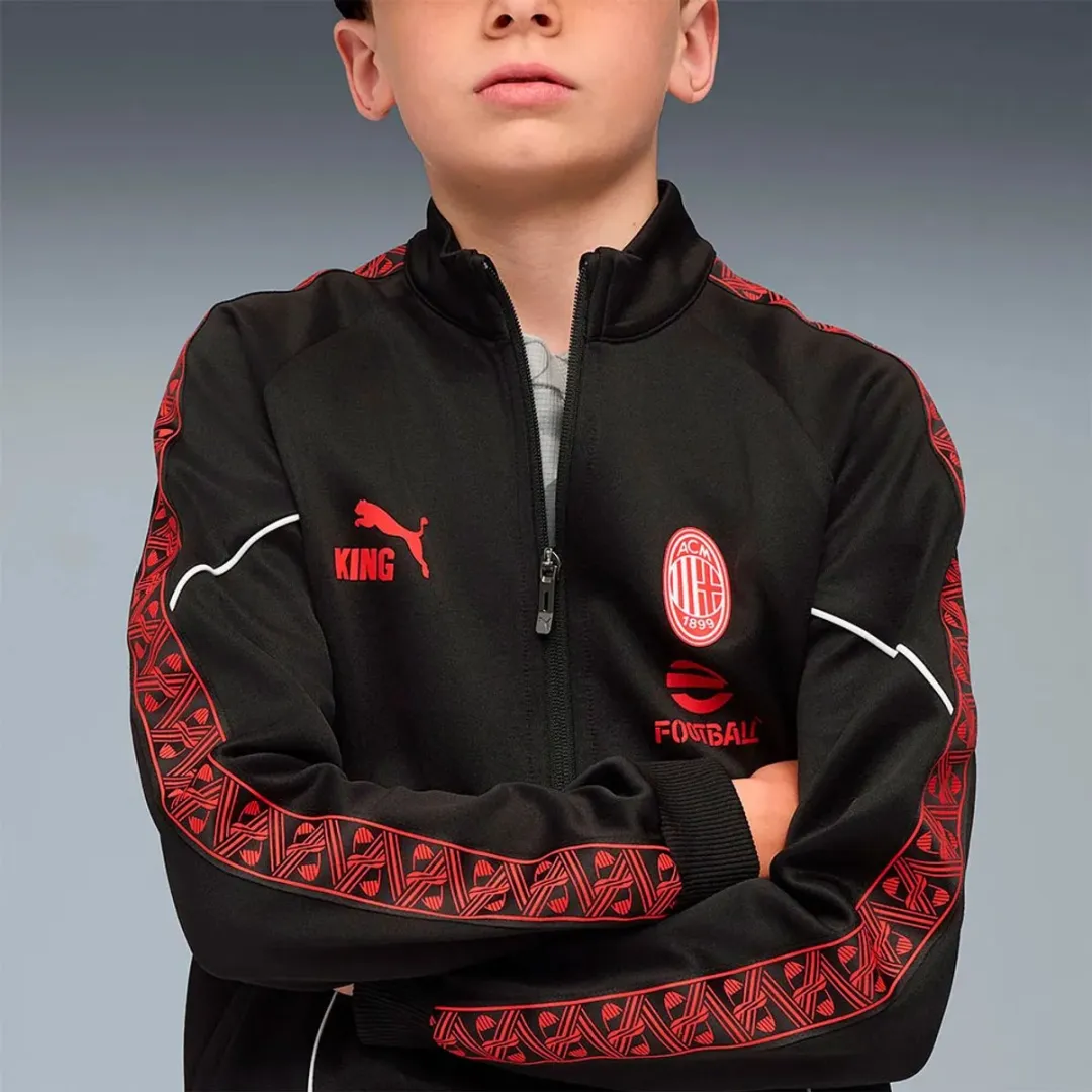 PUMA AC Milan King Anthem Jas - 134 cm - Zwart/Rood