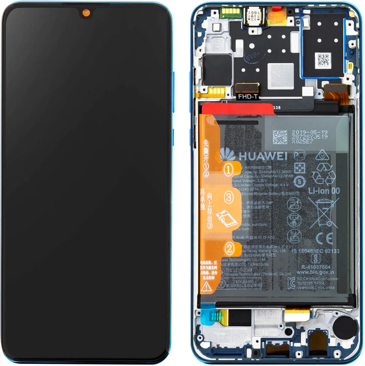 Huawei P30 Lite LCD Touchscreen Blauw