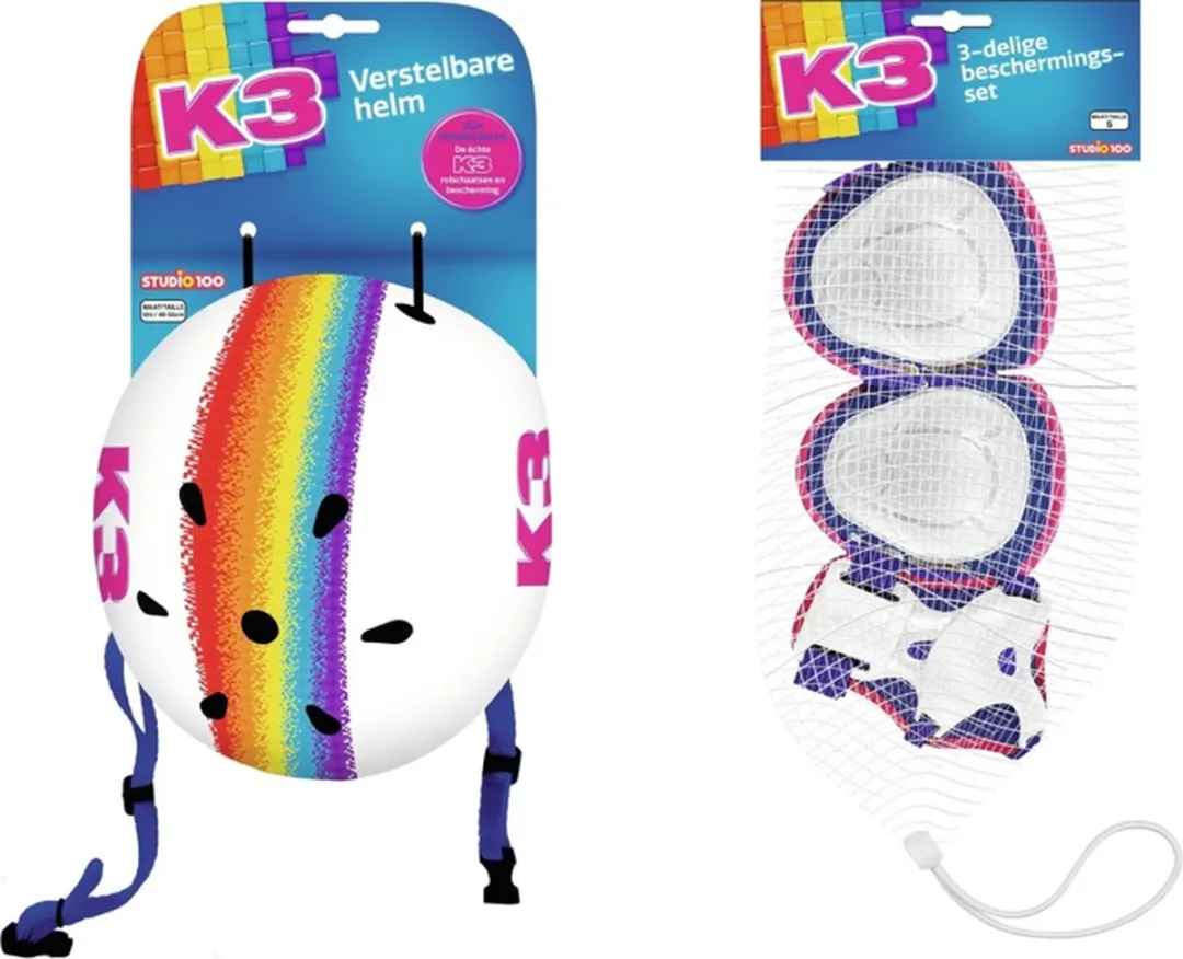 K3 Regenboog Helm & Beschermingsset Small