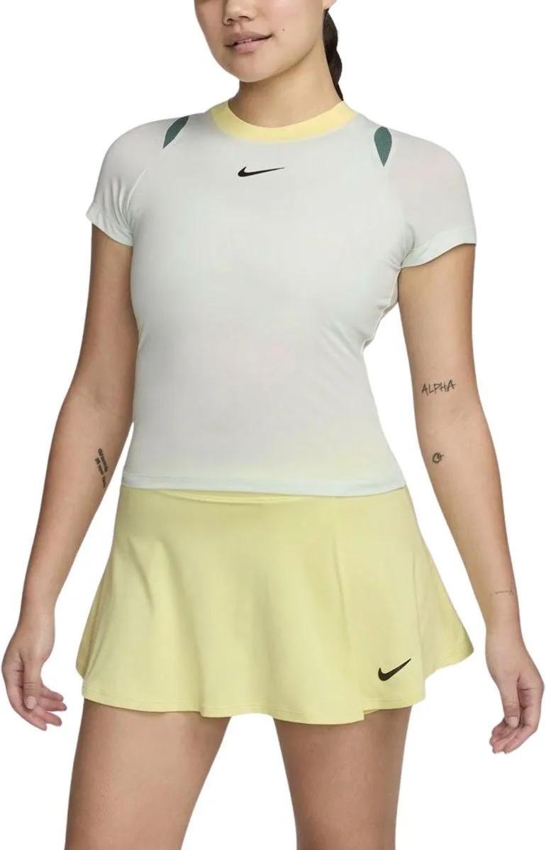 Nike Court Advantage Shirt Dames M - Lichtgroen/Geel