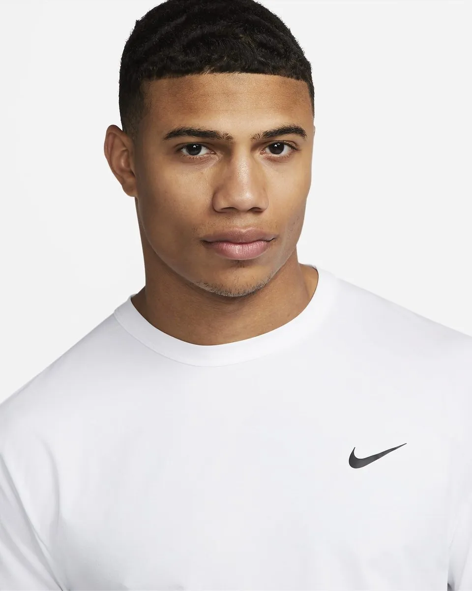 Nike Dri-FIT UV Hyverse Heren T-shirt Korte Mouw L - Wit/Zwart