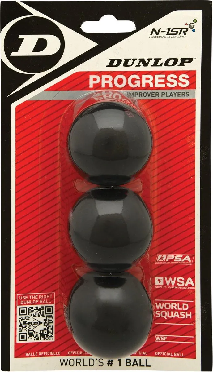 Dunlop Progress Squashballen 3 Stuks - Zwart