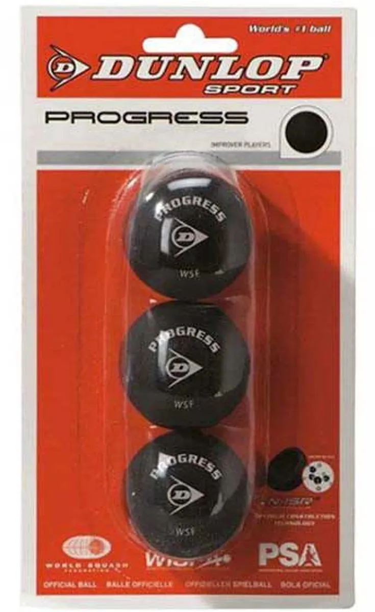 Dunlop Progress Squashballen 3 Stuks - Zwart