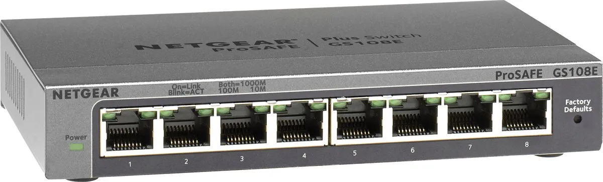 Netgear ProSAFE GS108E Smart Managed Switch 8 Poorten