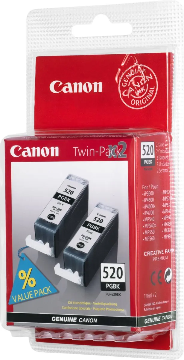Canon PGI-520PGBK Inktcartridge Zwart - 19ml