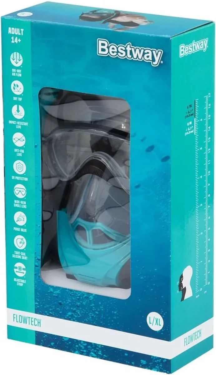Bestway Comfort Snorkelmasker Turkoois - Droge Technologie