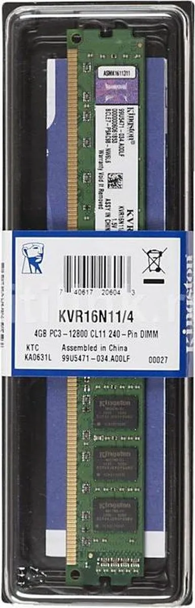 Kingston ValueRAM KVR16N11S8/4 DDR3 RAM - 4GB 1600MHz