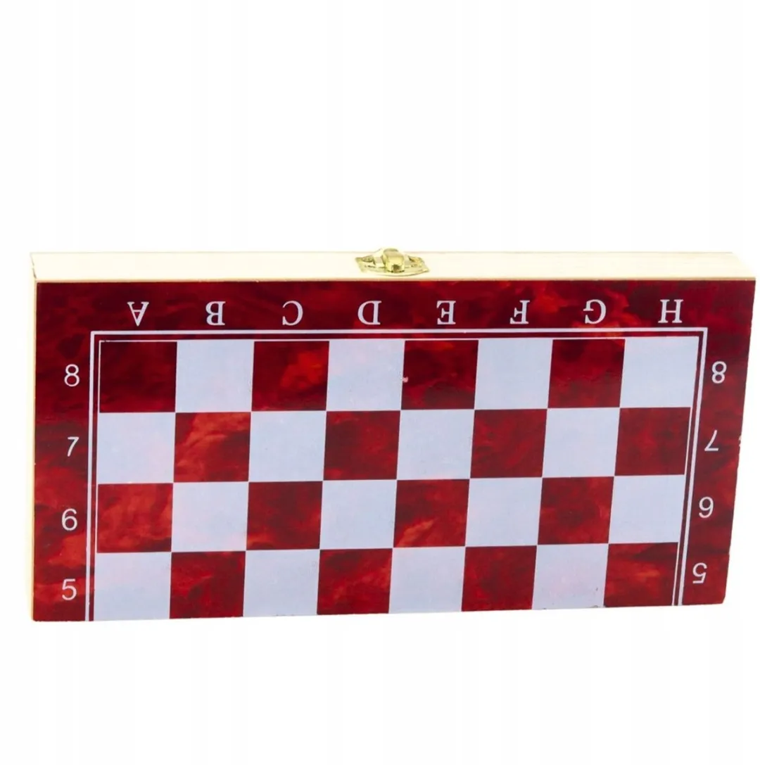 Lean Toys Houten 3-in-1 Spel Schaak Dammen Backgammon 30x30cm - afbeelding 3 van 5