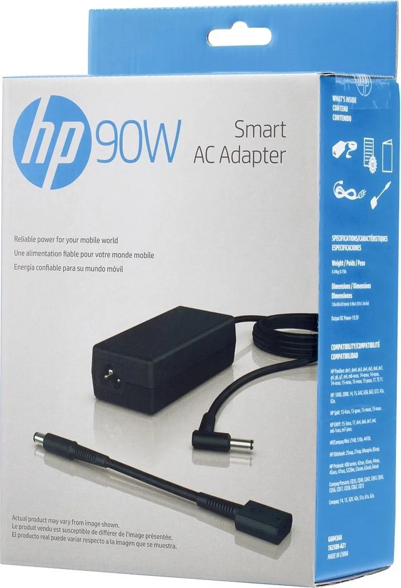 HP W5D55AA Laptop Adapter 90W - Zwart