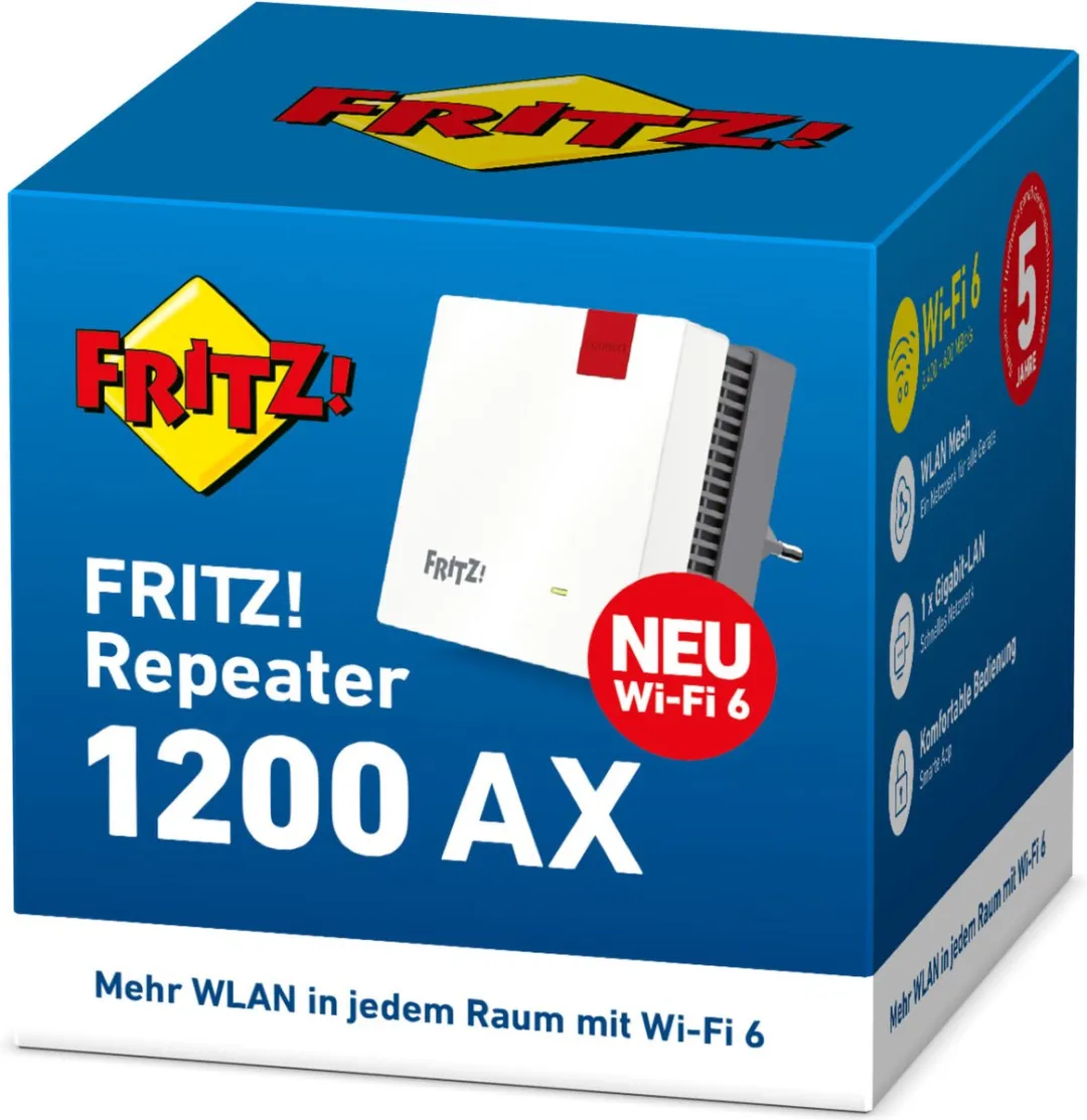 FRITZ!Repeater 1200 AX WiFi Repeater - 600+2400 Mbps - Rood/Wit - afbeelding 6 van 6