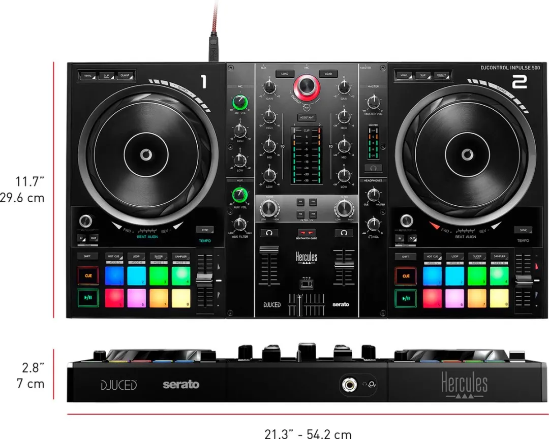 Hercules DJControl Inpulse 500 DJ Controller - 2 Kanalen - 16 RGB Pads