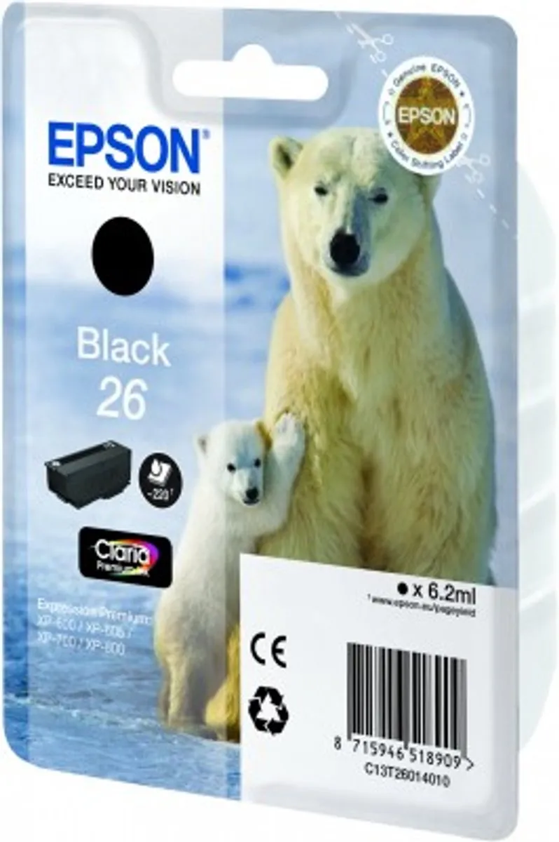 Epson C13T26014020 Inktpatroon Zwart - 220 Pagina's