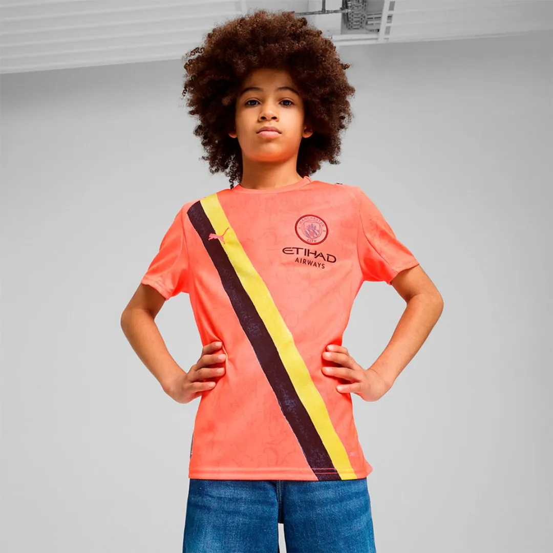 PUMA Manchester City FC Thuis T-shirt Junior - Neon Sun/Black - 116/122