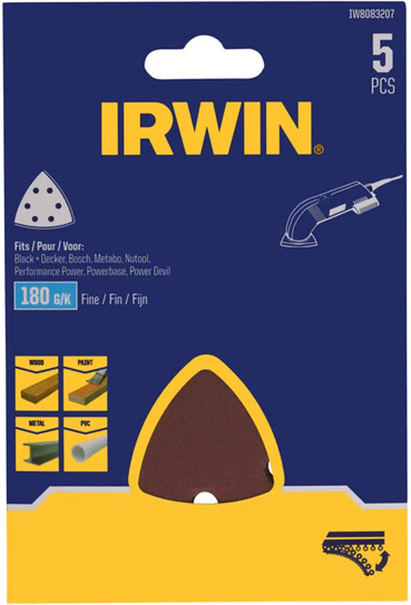 Irwin Schuurstroken Delta K180 93x93mm - 5 Stuks