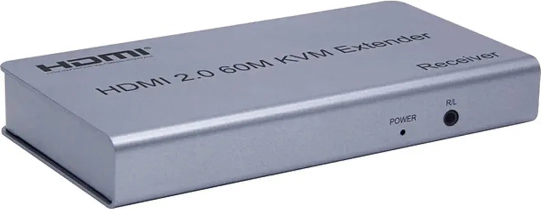 NÖRDIC KVM-EXT KVM Extender HDMI 4K30Hz - USB 3x - RJ45 - Zilver - afbeelding 6 van 6