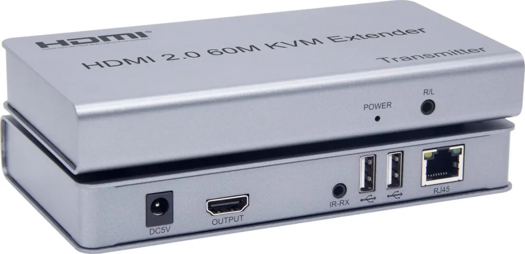 NÖRDIC KVM-EXT KVM Extender HDMI 4K30Hz - USB 3x - RJ45 - Zilver