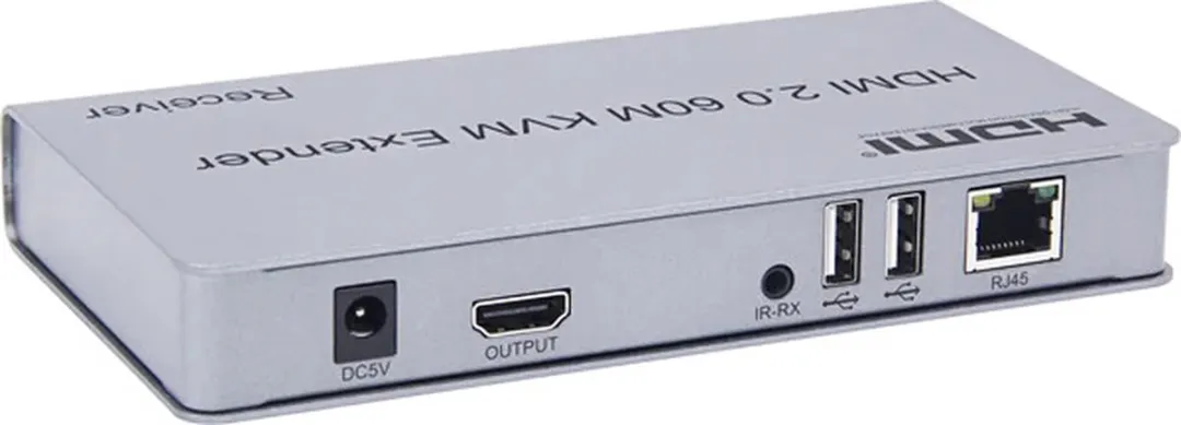NÖRDIC KVM-EXT KVM Extender HDMI 4K30Hz - USB 3x - RJ45 - Zilver