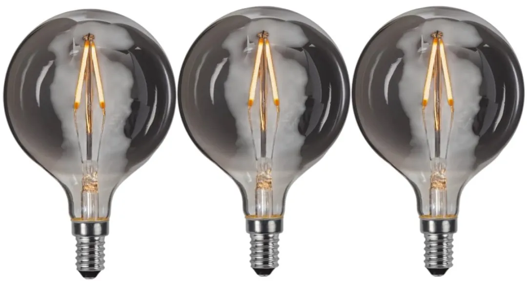 Star Trading Globelamp G80 Rookglas 3 Stuks - 1.5W Super Warm Wit