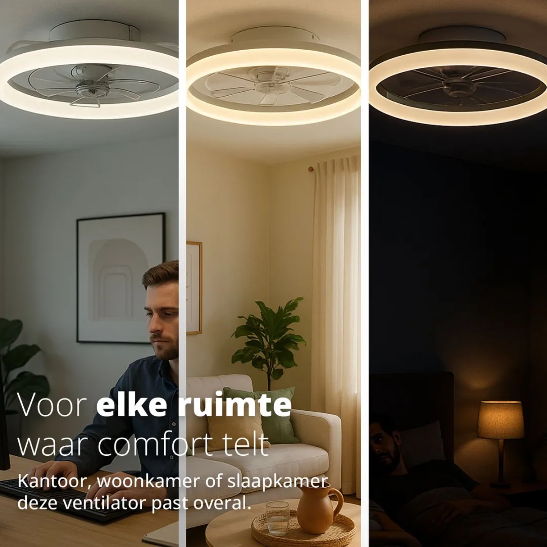 FlinQ AeroGlow Plafondventilator 50cm - 7 Bladen - Zwart