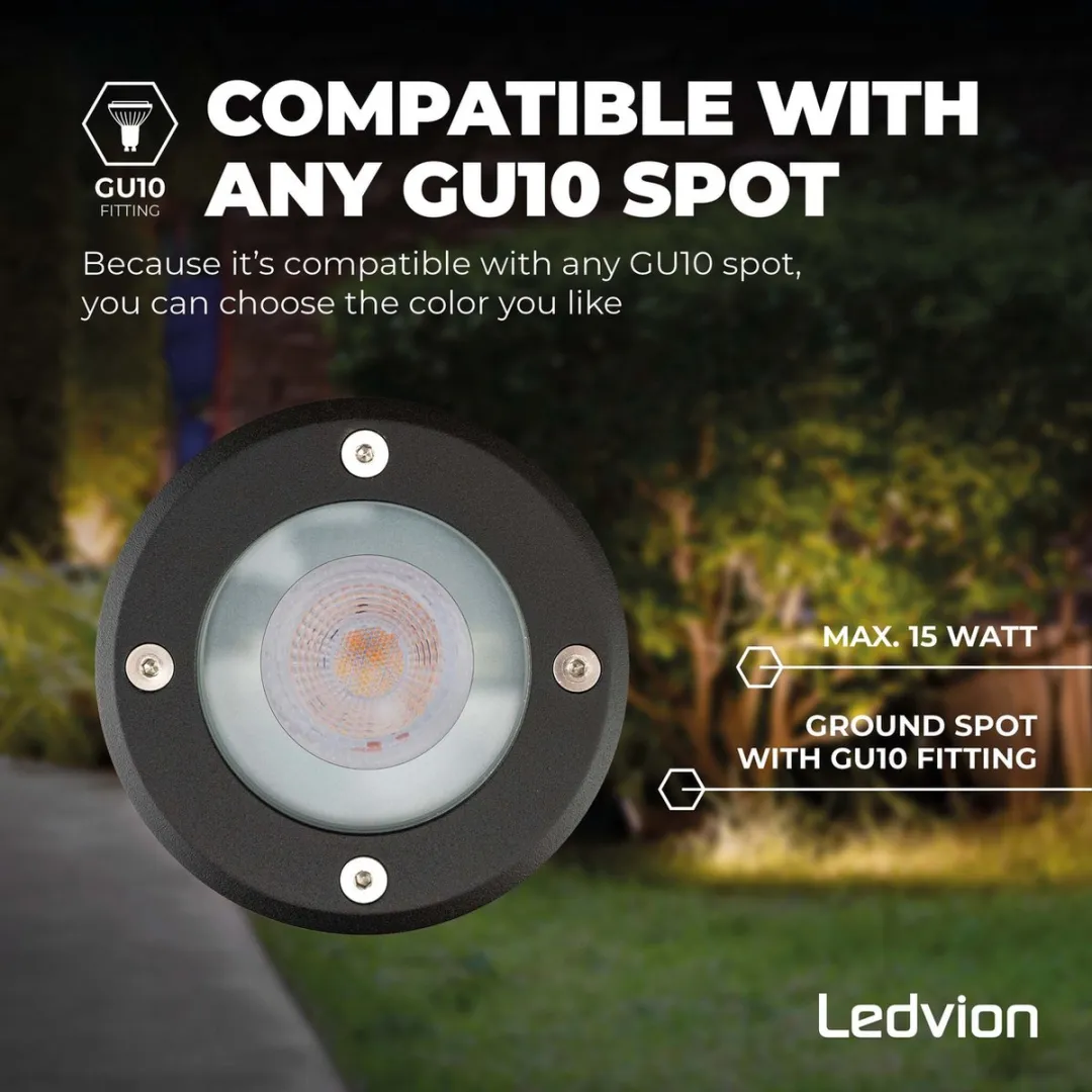 Ledvion 6x LED Grondspot 5W 2700K GU10 - 9 Stuks - Zwart