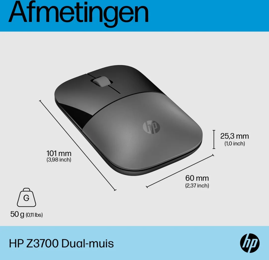 HP Z3700 Dual Silver Muis - Zilver